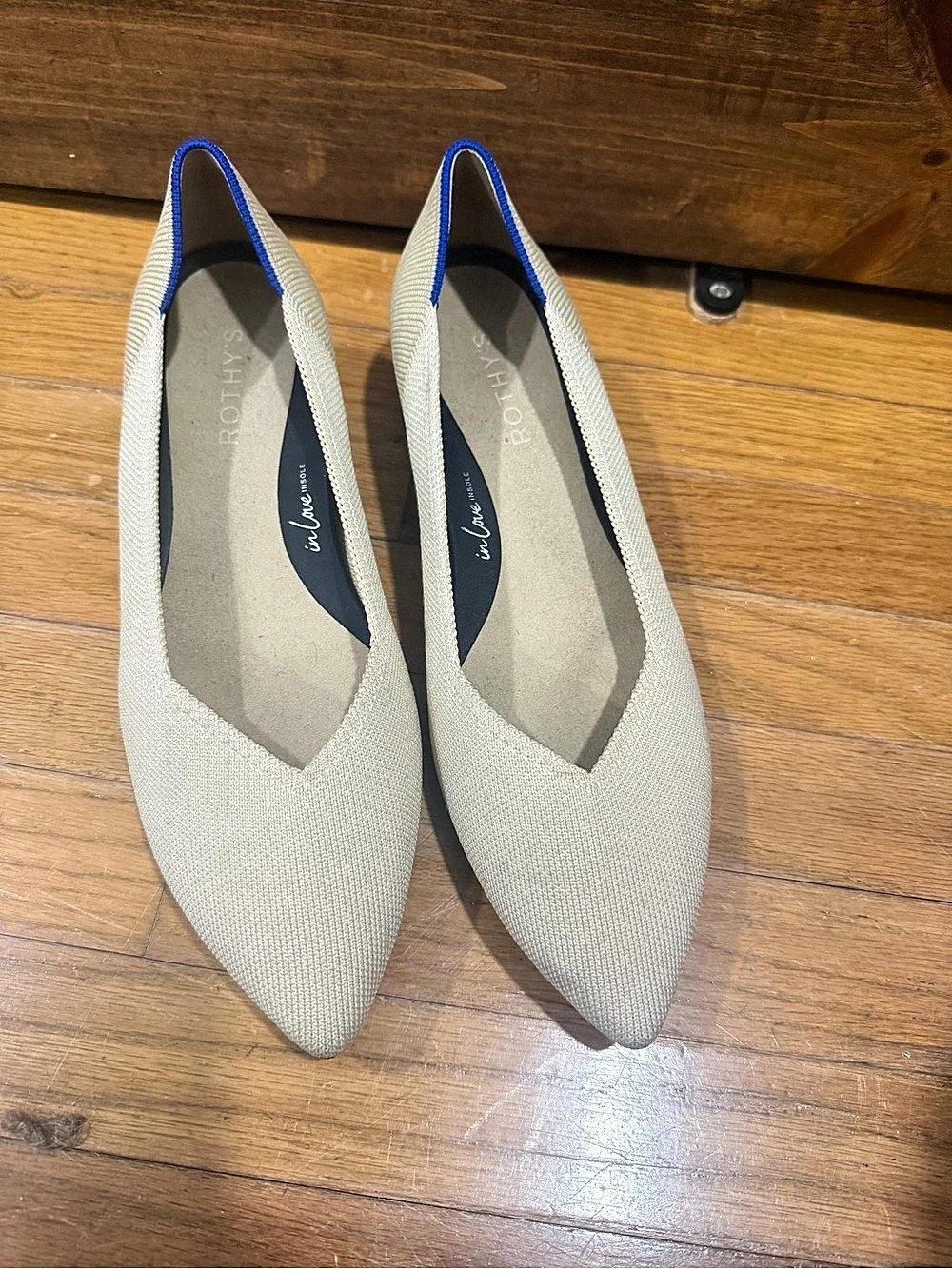 Rothy's The Point Pointed-Toe Flats in Beige US 6M
